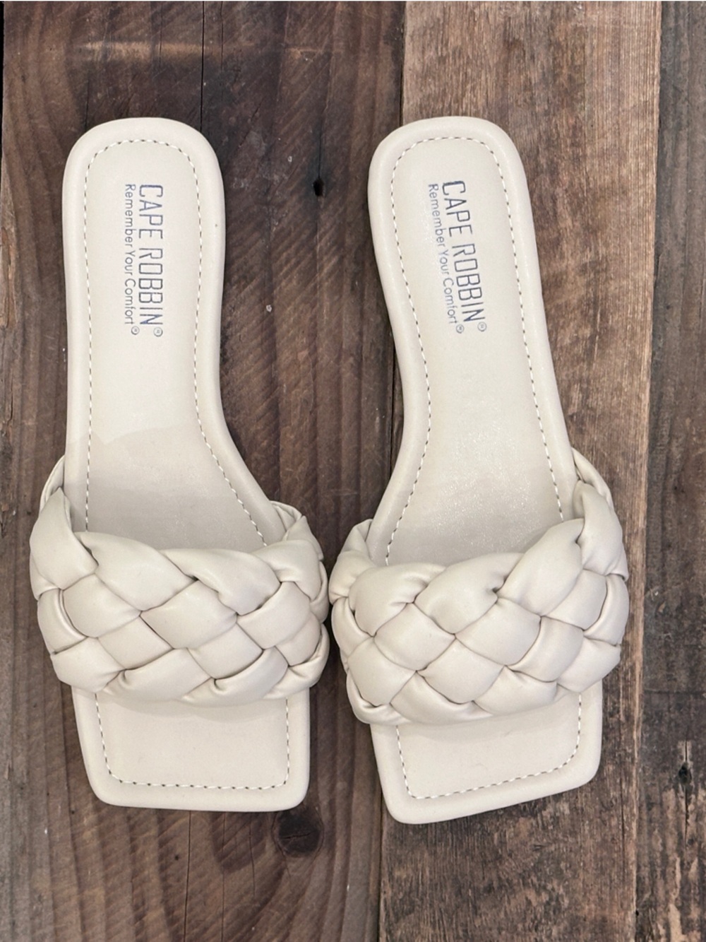 Cape Robbin Cream Braided Slide Sandals